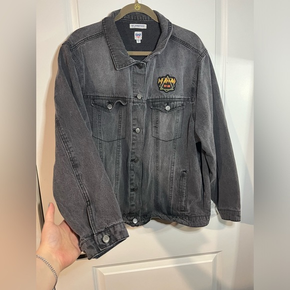 NWOT Def Leppard Faded Black Junkfood Jean Patch Long Sleeve Jacket Buttons XXL - Picture 5 of 15